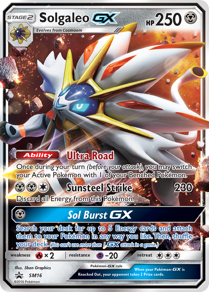 Solgaleo-GX SM16 Promo card from SM Black Star Promos
