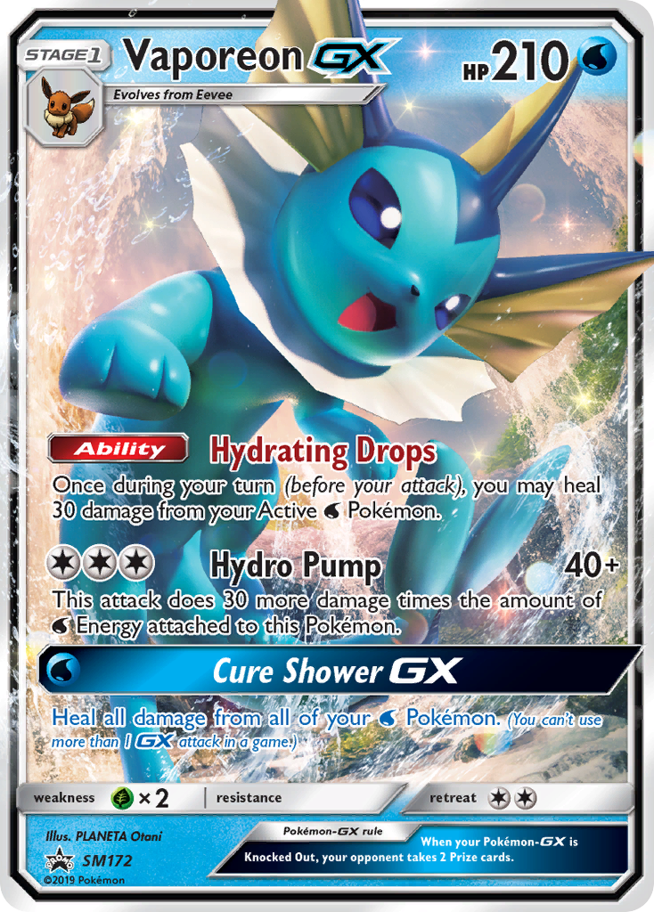 Vaporeon-GX SM172 Promo card from SM Black Star Promos
