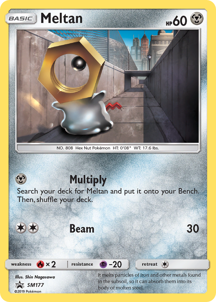 Meltan SM177 Promo card from SM Black Star Promos
