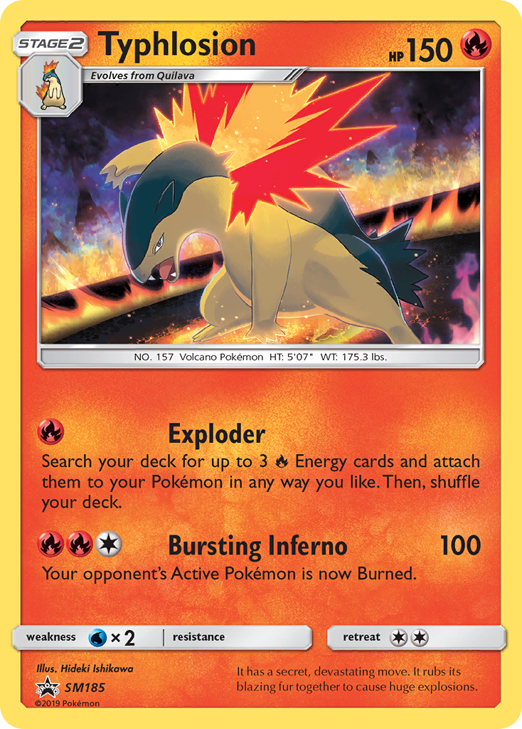 Typhlosion SM185 Promo card from SM Black Star Promos