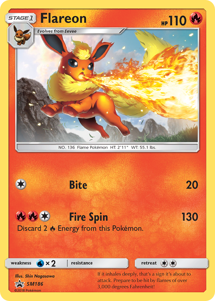 Flareon SM186 Promo card from SM Black Star Promos