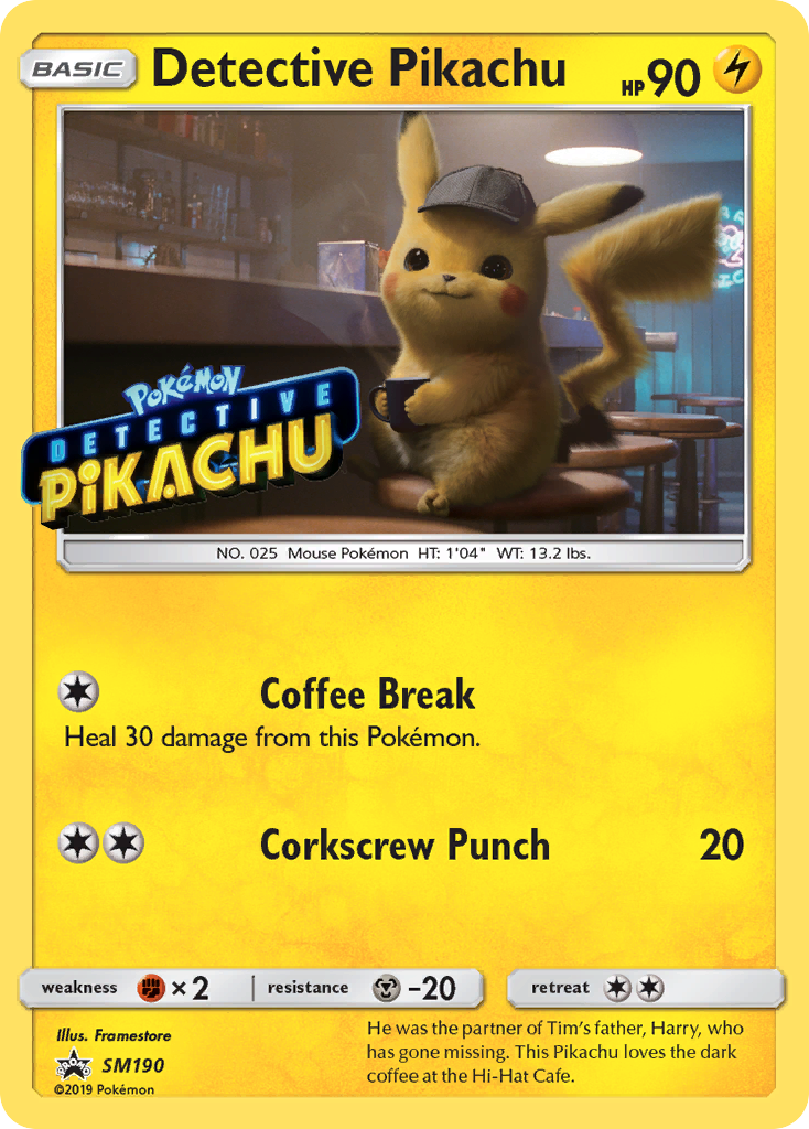 Detective Pikachu SM190 Promo card from SM Black Star Promos