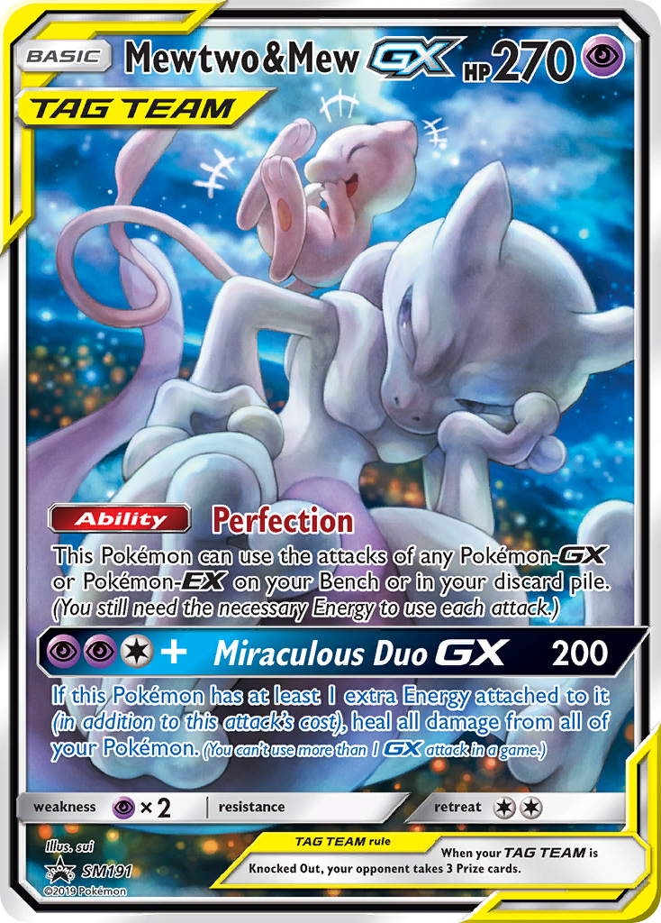 Mewtwo & Mew-GX SM191 Promo card from SM Black Star Promos