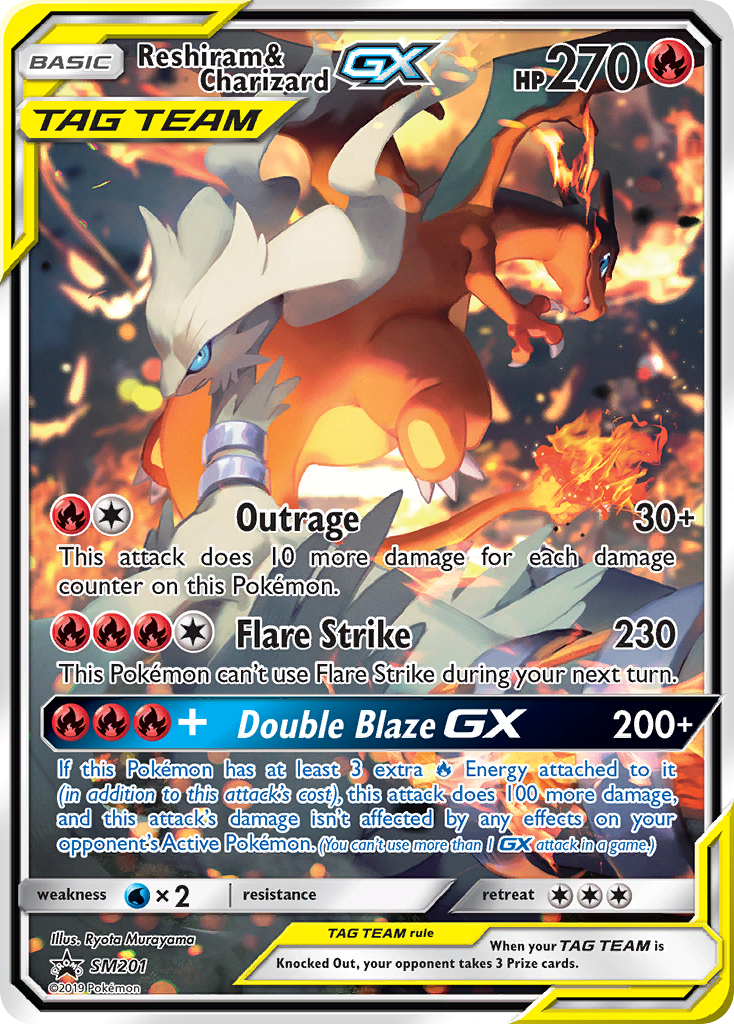 Reshiram & Charizard-GX SM201 Promo card from SM Black Star Promos
