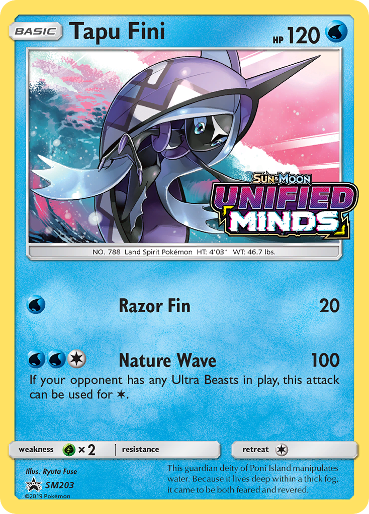 Tapu Fini SM203 Promo card from SM Black Star Promos