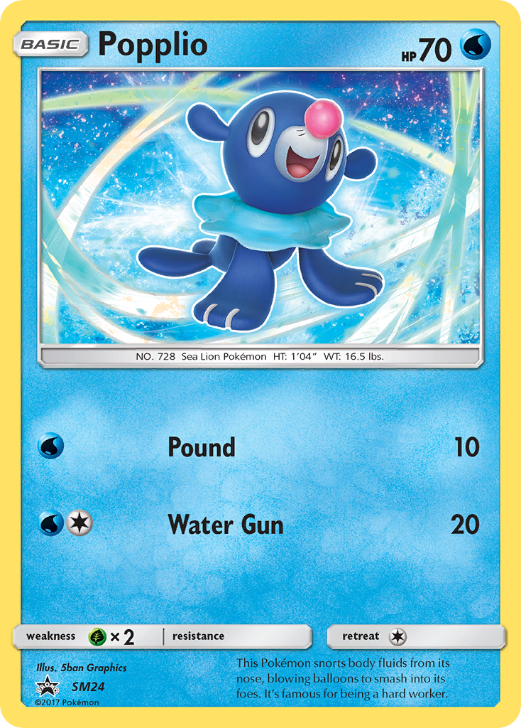 Popplio SM24 Promo card from SM Black Star Promos