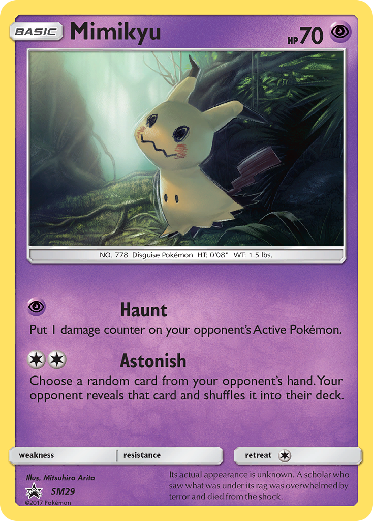 Mimikyu SM29 Promo card from SM Black Star Promos