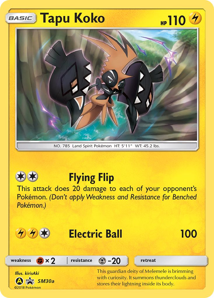 Tapu Koko SM30a Promo card from SM Black Star Promos