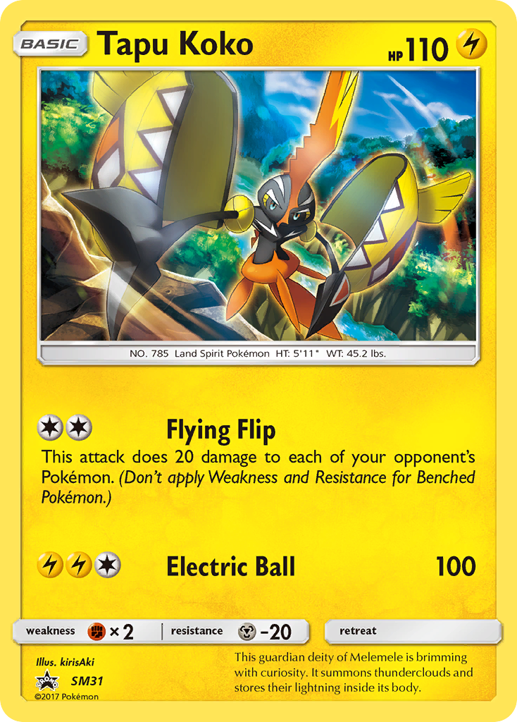 Tapu Koko SM31 Promo card from SM Black Star Promos