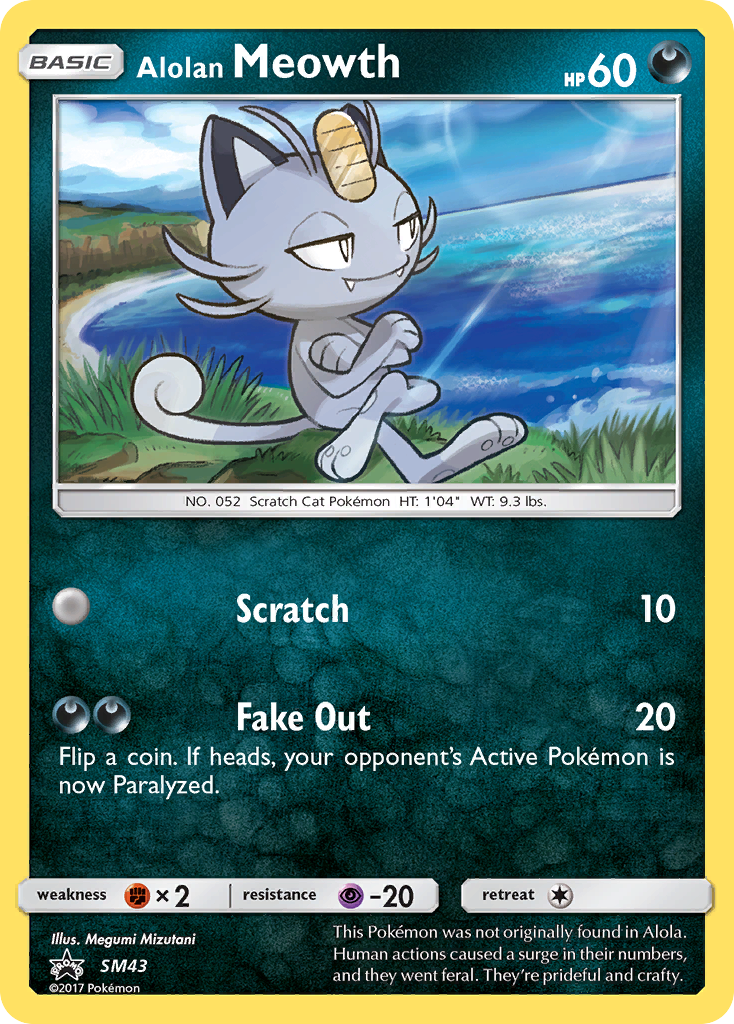 Alolan Meowth SM43 Promo card from SM Black Star Promos