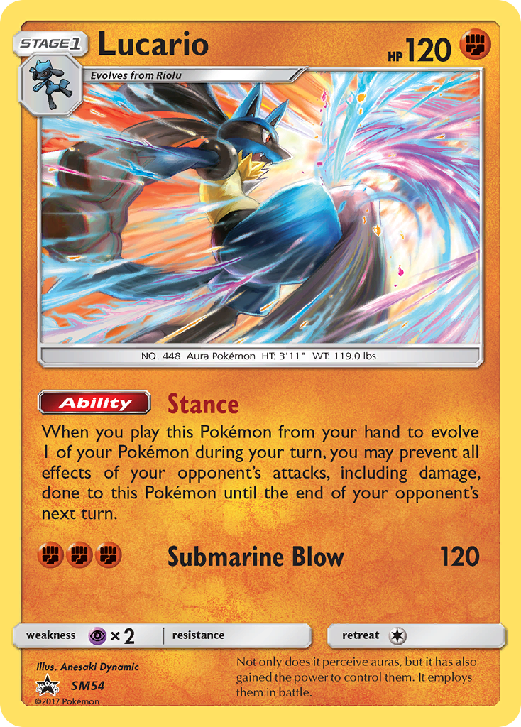 Lucario SM54 Promo card from SM Black Star Promos