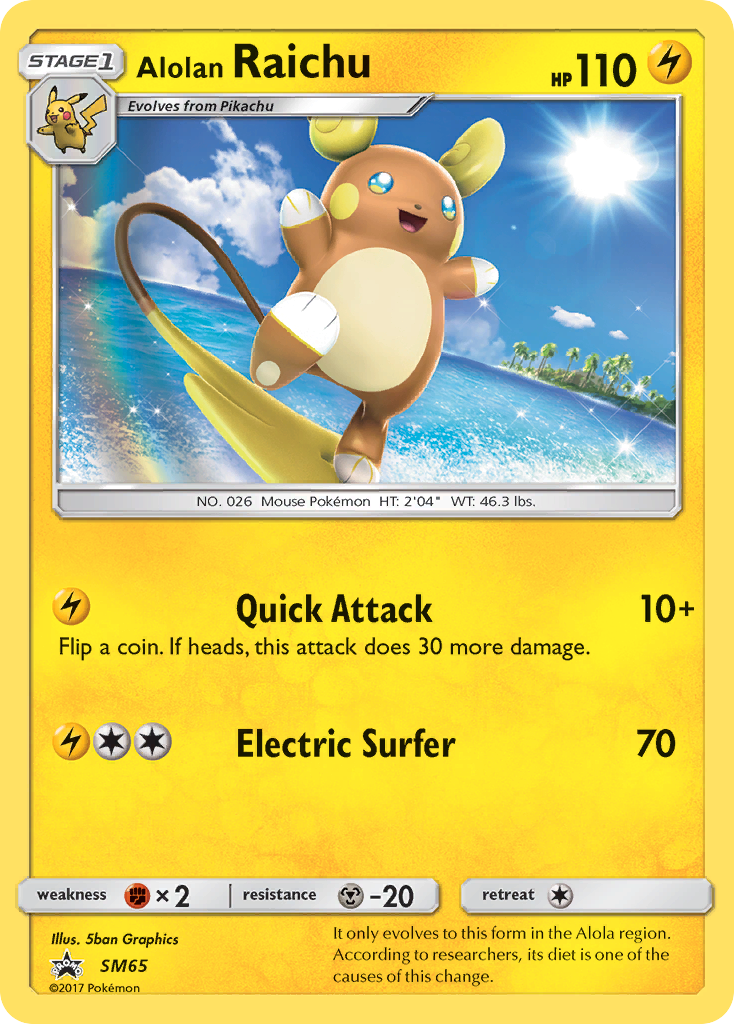 Alolan Raichu SM65 Promo card from SM Black Star Promos
