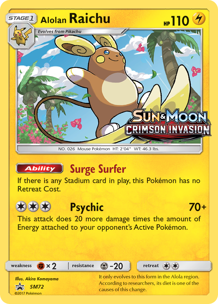 Alolan Raichu SM72 Promo card from SM Black Star Promos