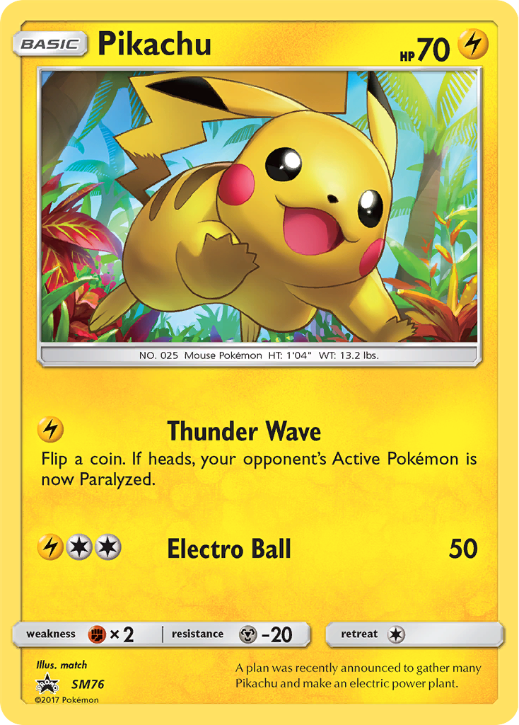 Pikachu SM76 Promo card from SM Black Star Promos