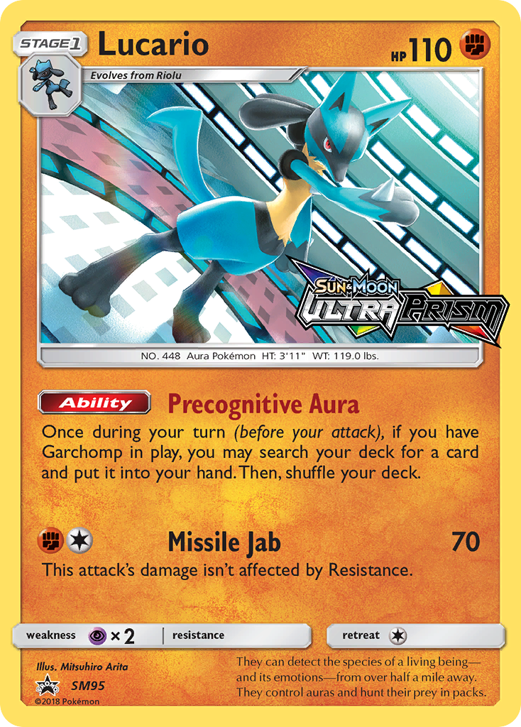 Lucario SM95 Promo card from SM Black Star Promos