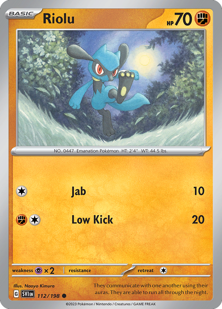 Riolu 112 Common card from Scarlet & Violet