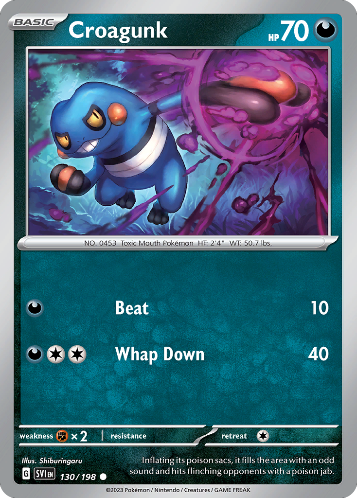 Croagunk 130/198 Common card from Scarlet & Violet