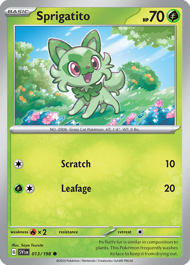 Sprigatito 13/198 Common card from Scarlet & Violet