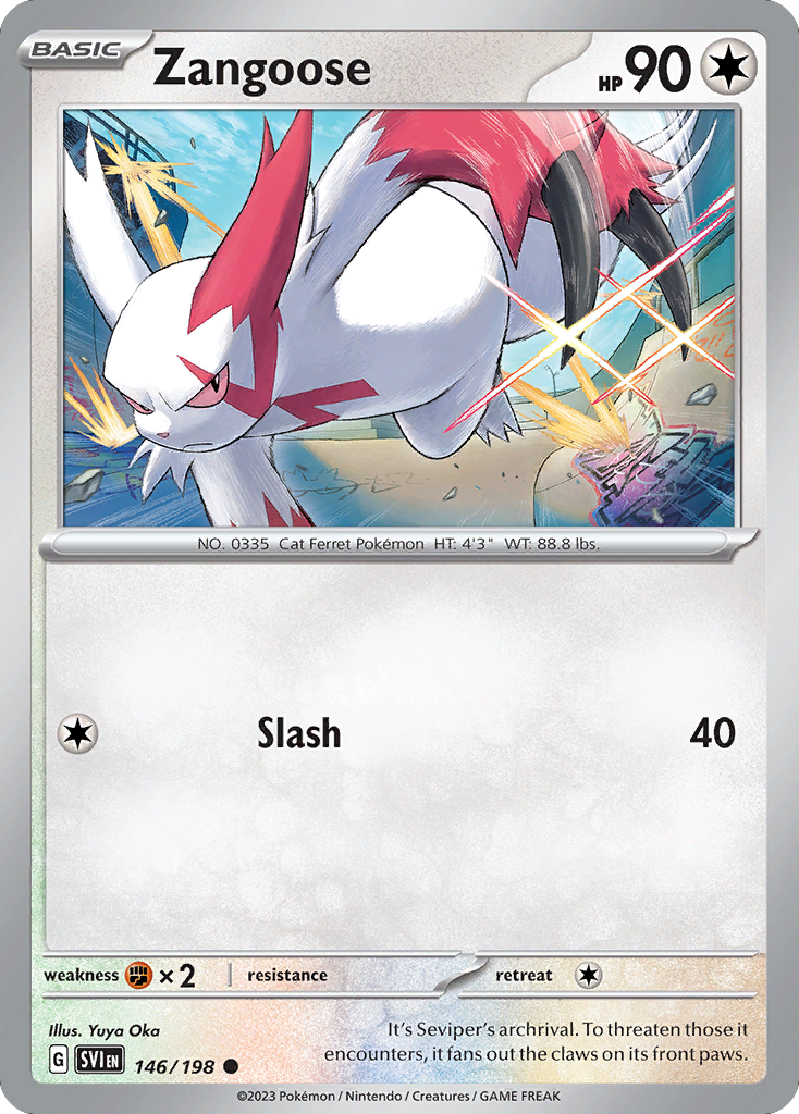 Zangoose 146 Common card from Scarlet & Violet