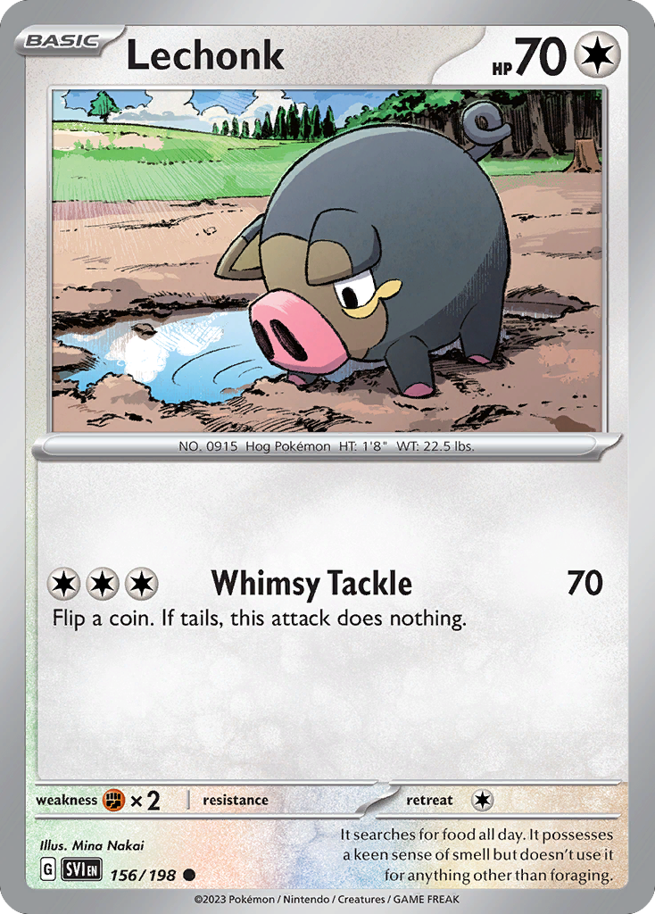 Lechonk 156/198 Common card from Scarlet & Violet