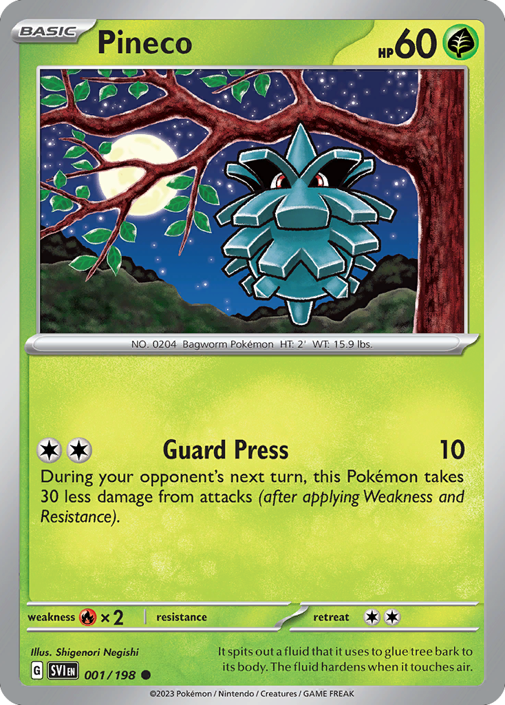 Pineco 1 Common card from Scarlet & Violet