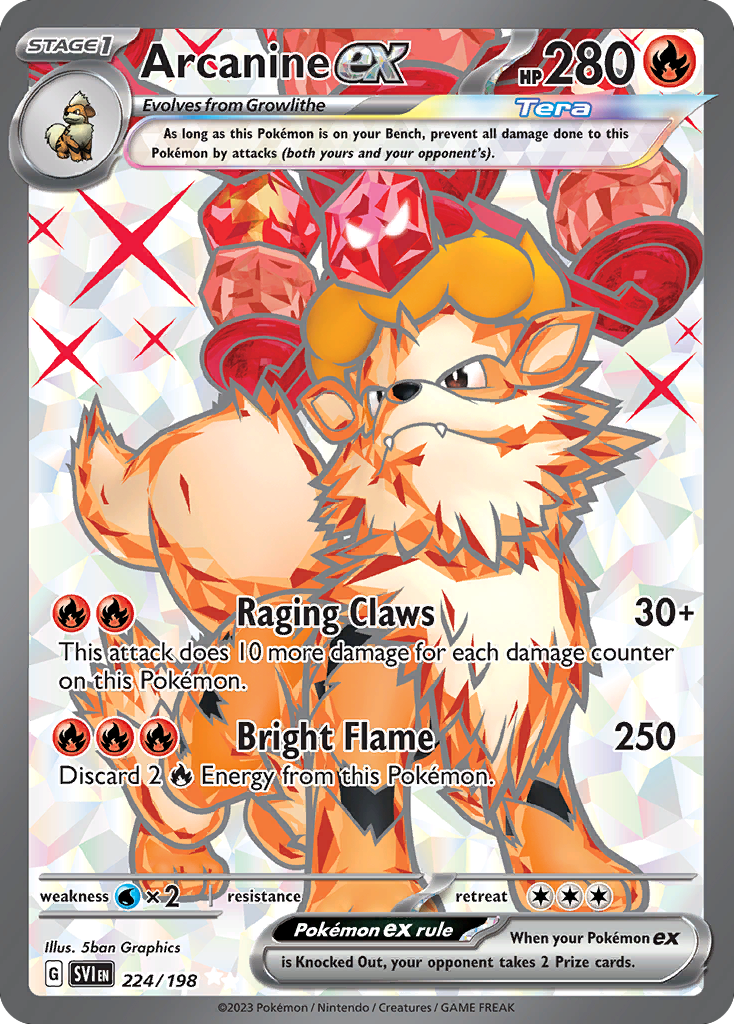 Arcanine ex 224 Ultra Rare card from Scarlet & Violet