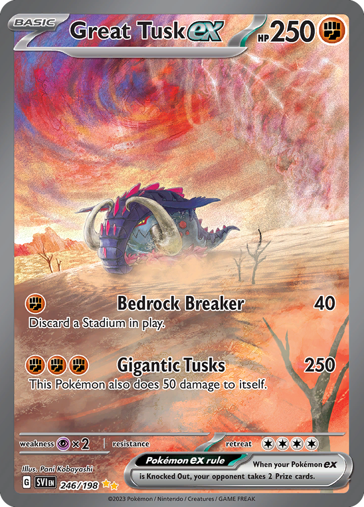 Great Tusk ex 246 Special Illustration Rare card from Scarlet & Violet