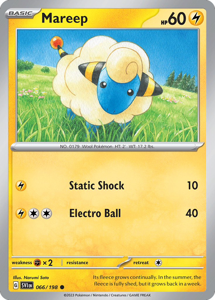 Mareep 66 Common card from Scarlet & Violet