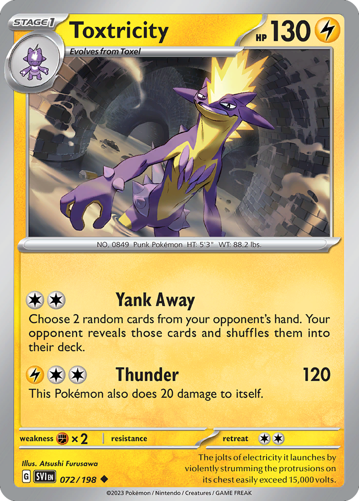 Toxtricity 72/198 Uncommon card from Scarlet & Violet
