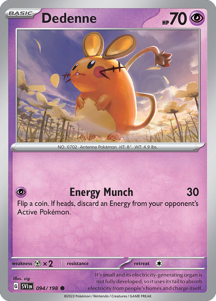 Dedenne 94 Common card from Scarlet & Violet