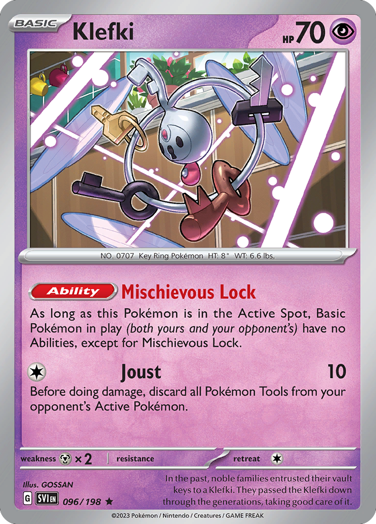 Klefki 96 Rare card from Scarlet & Violet