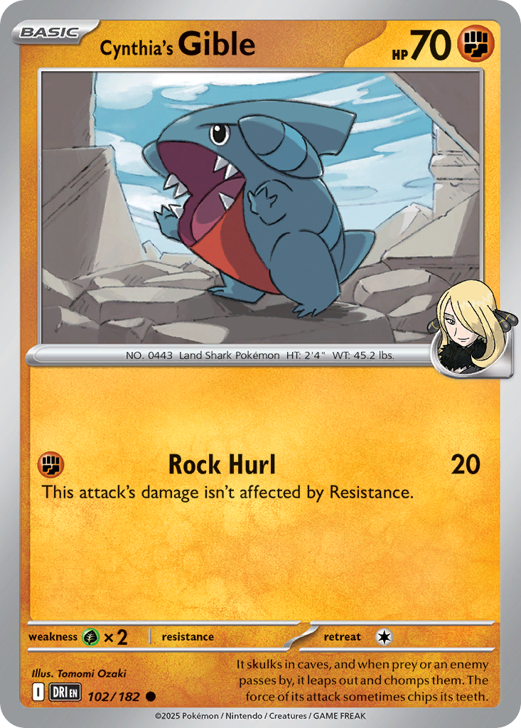 Cynthia's Gible 102 Common card from Destined Rivals