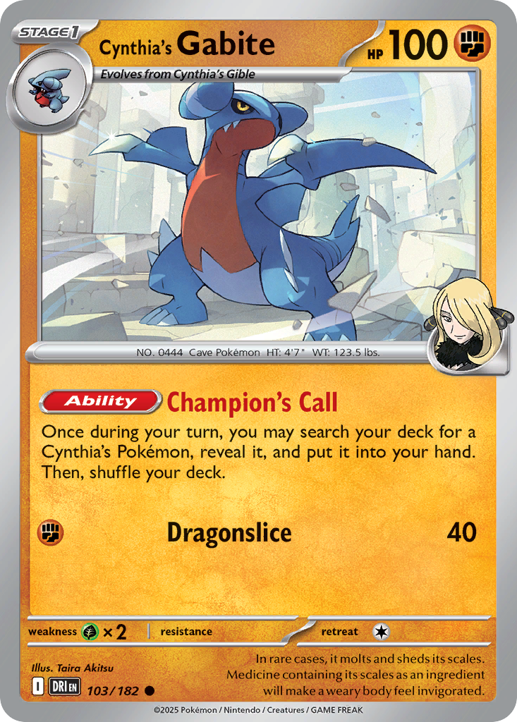Cynthia's Gabite 103 Common card from Destined Rivals