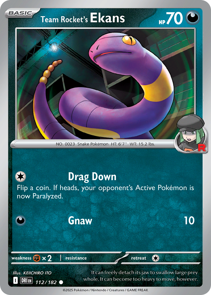 Team Rocket's Ekans 112 Common card from Destined Rivals