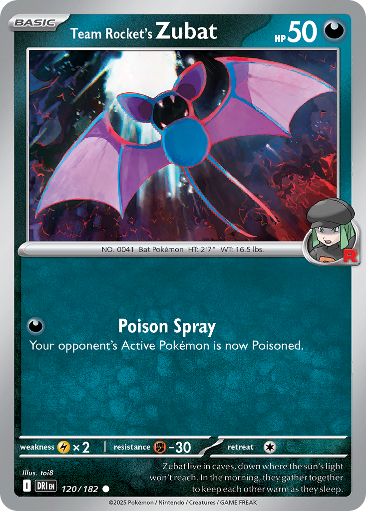 Team Rocket's Zubat 120/182 Common card from Destined Rivals