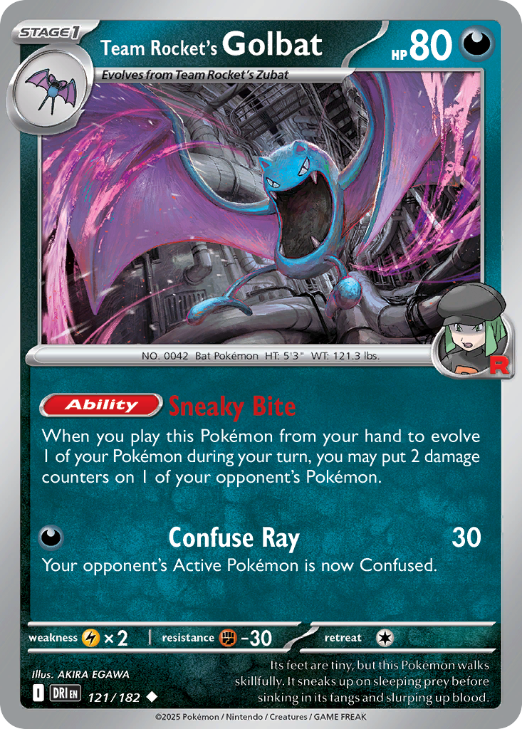 Team Rocket's Golbat 121/182 Uncommon card from Destined Rivals