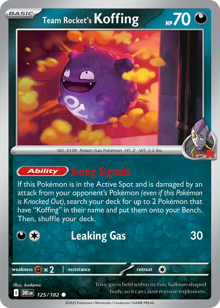 Team Rocket's Koffing 125 Common card from Destined Rivals