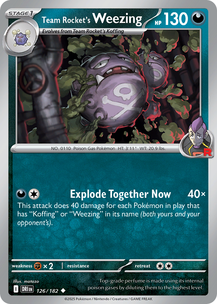 Team Rocket's Weezing 126 Uncommon card from Destined Rivals