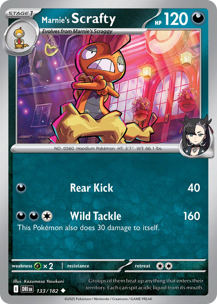 Marnie's Scrafty 133/182 Uncommon card from Destined Rivals