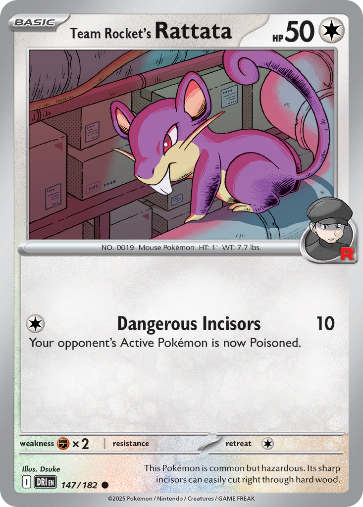 Team Rocket's Rattata 147 Common card from Destined Rivals