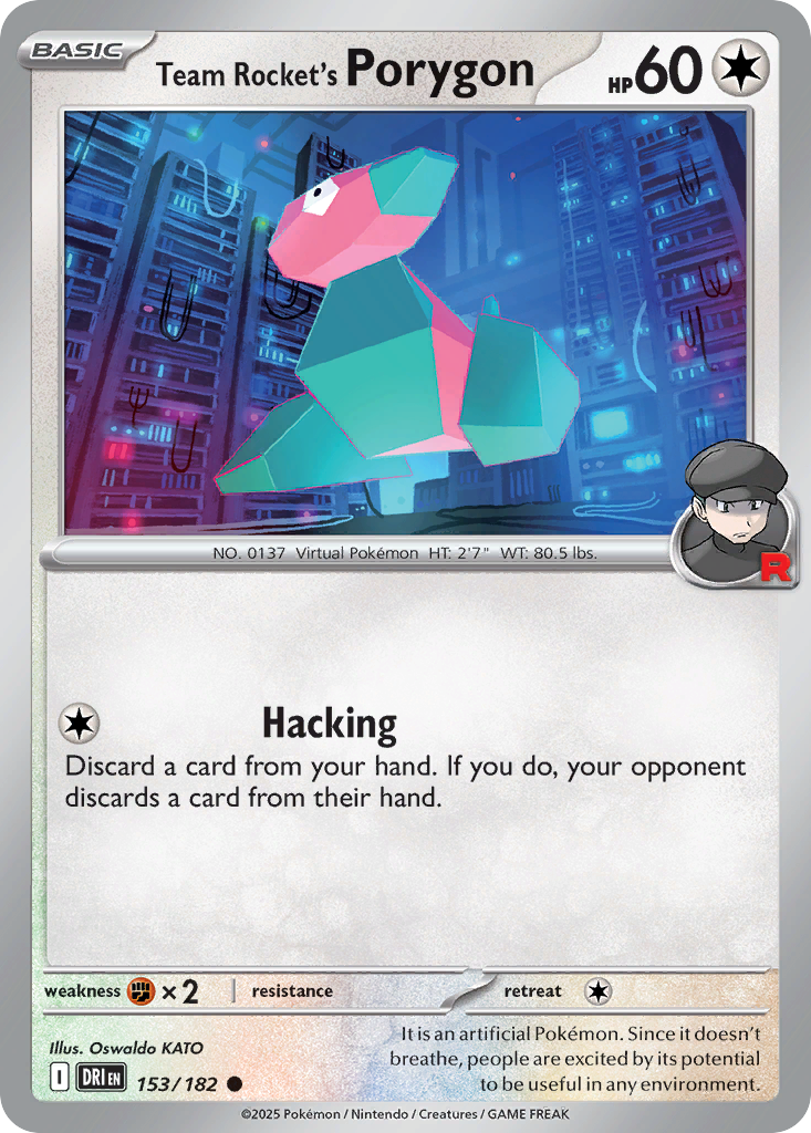 Team Rocket's Porygon 153 Common card from Destined Rivals