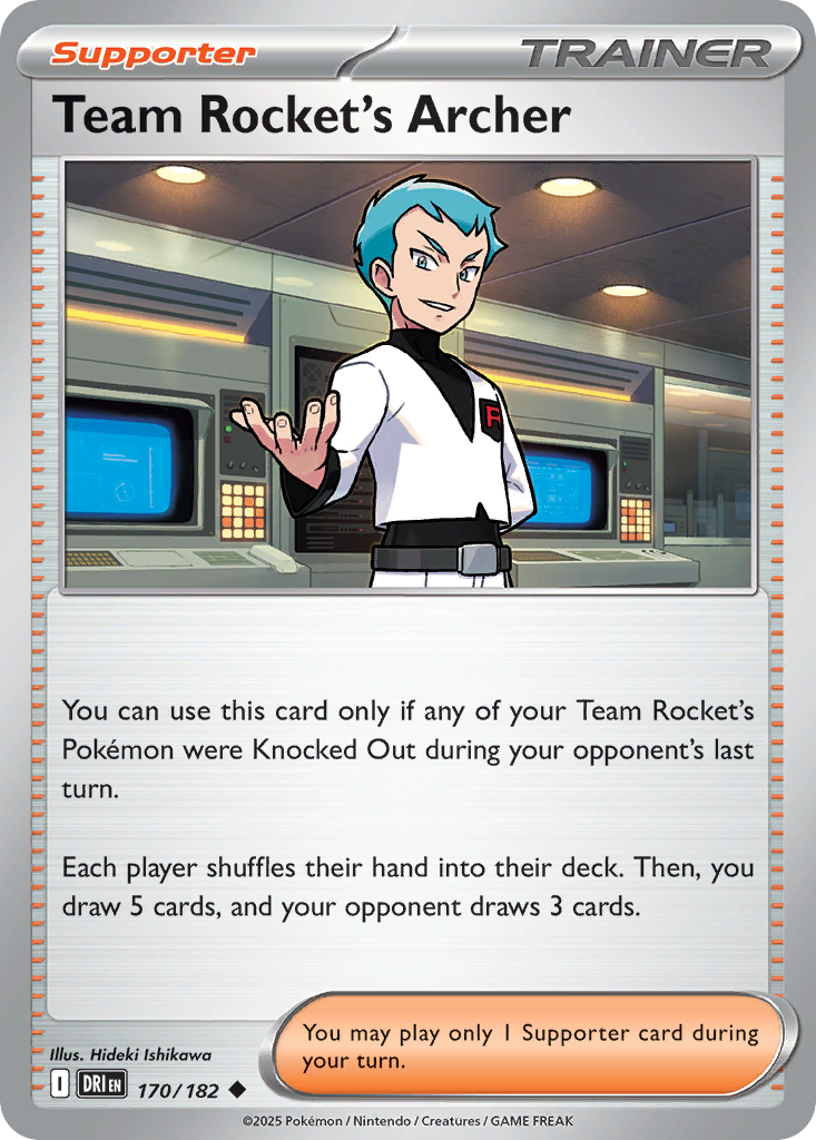 Team Rocket's Archer 170 Uncommon card from Destined Rivals