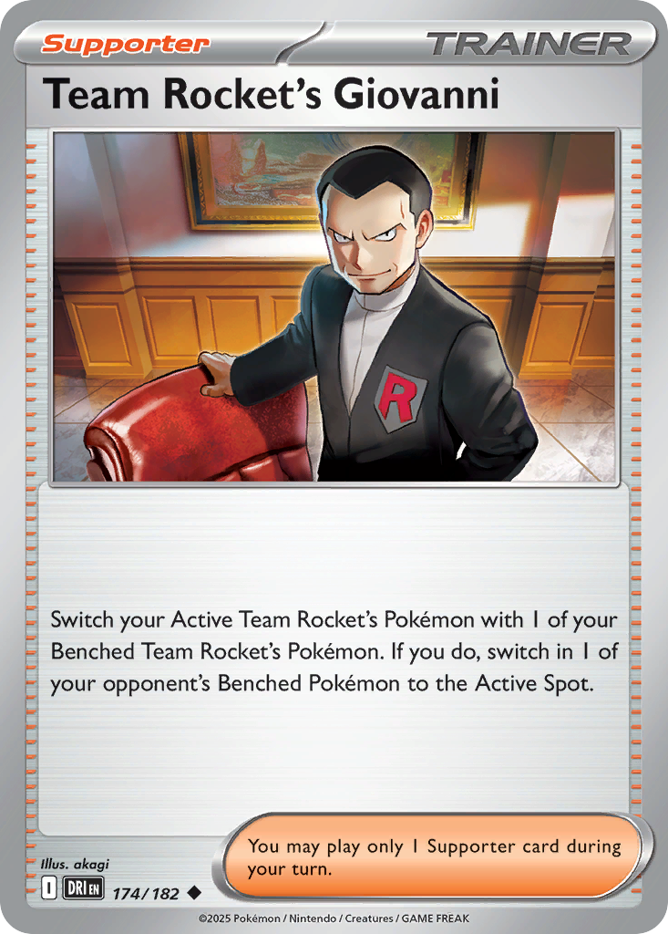 Team Rocket's Giovanni 174 Uncommon card from Destined Rivals
