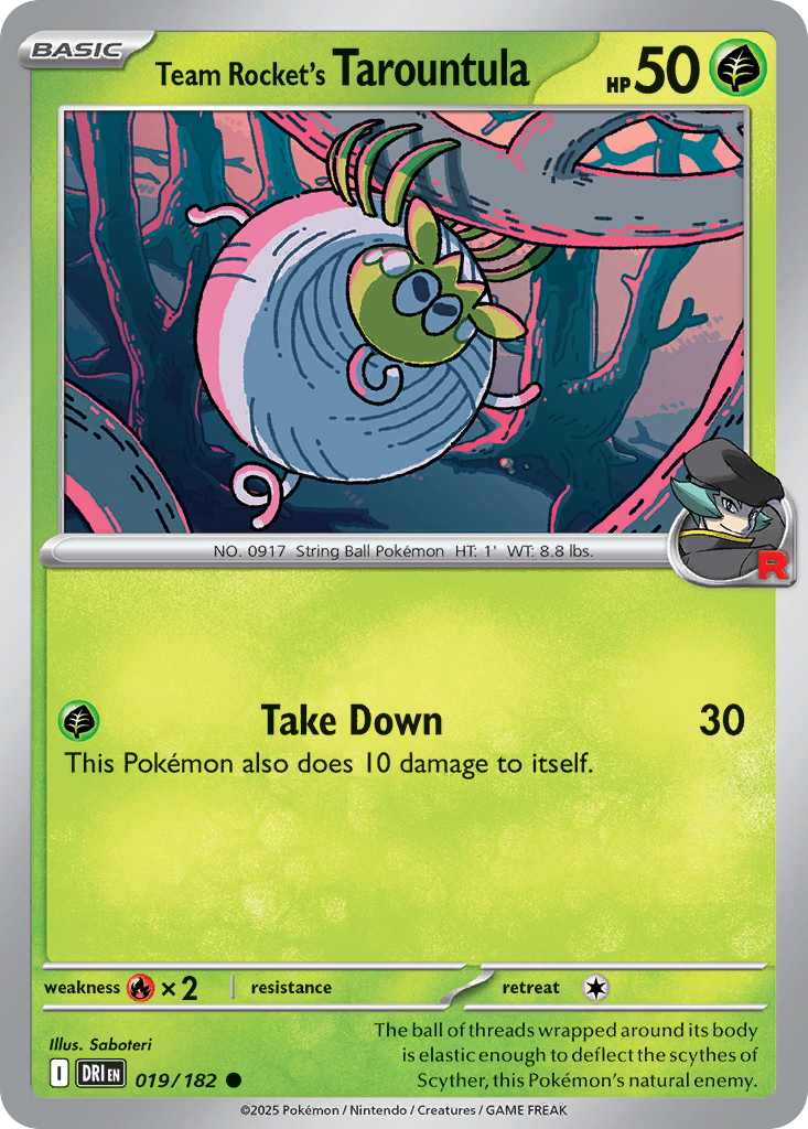 Team Rocket's Tarountula 19 Common card from Destined Rivals