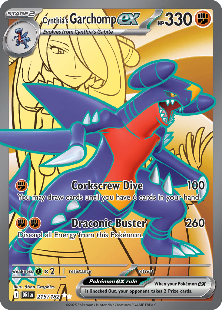 Cynthia's Garchomp ex 215/182 Ultra Rare card from Destined Rivals