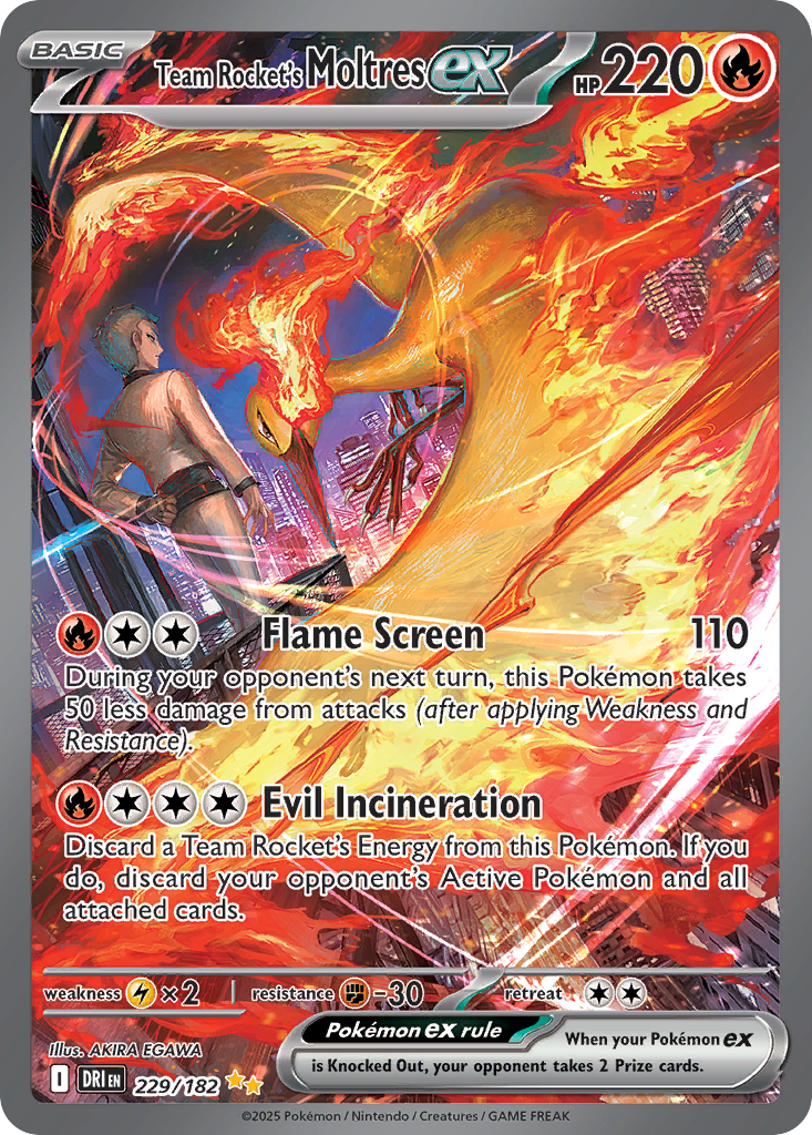 Team Rocket's Moltres ex 229 Special Illustration Rare card from Destined Rivals