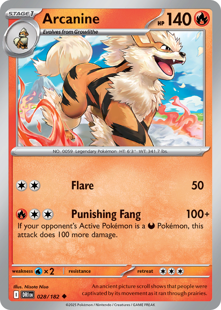 Arcanine 28/182 Uncommon card from Destined Rivals