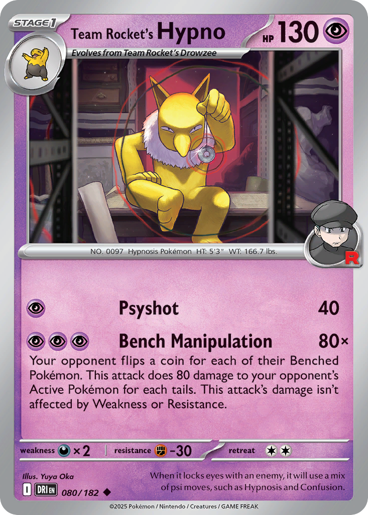 Team Rocket's Hypno 80 Uncommon card from Destined Rivals