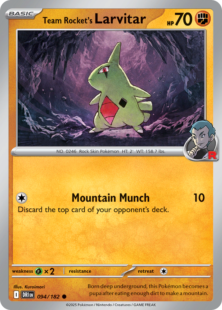 Team Rocket's Larvitar 94 Common card from Destined Rivals