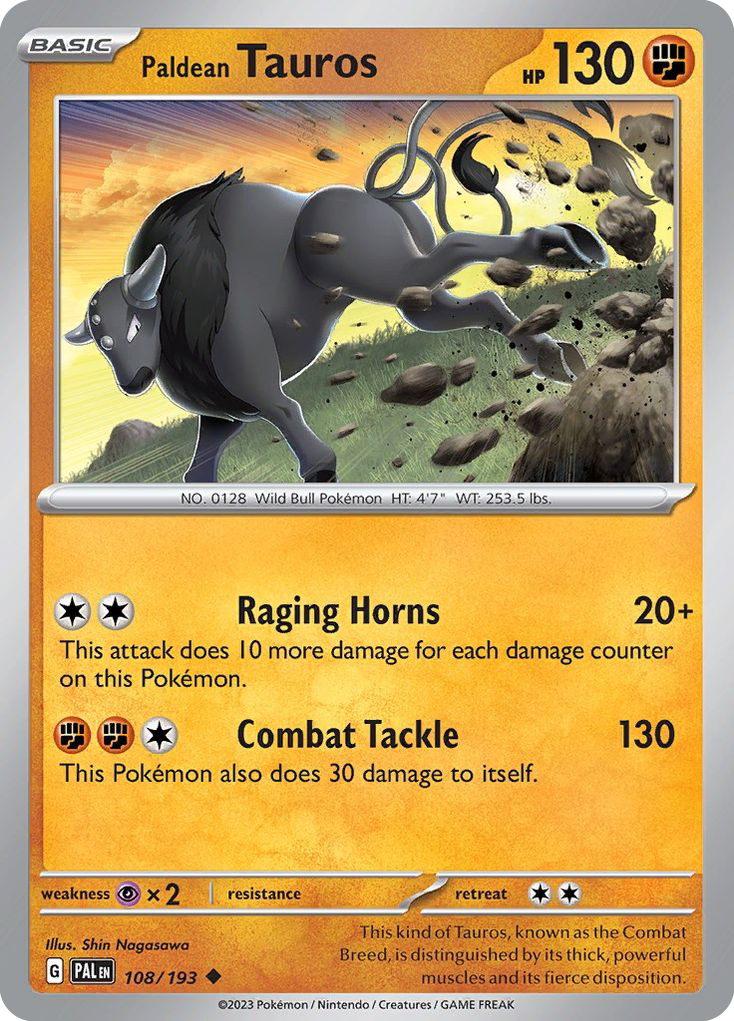 Paldean Tauros 108/193 Uncommon card from Paldea Evolved